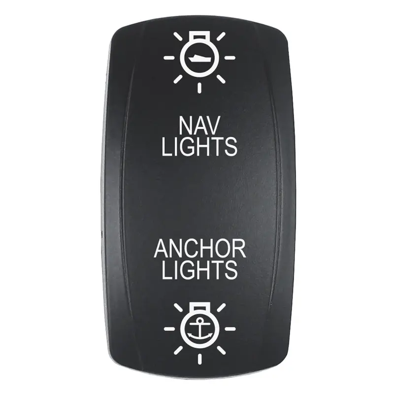 Pacer Actuator - 'Nav/Anc' F/V Series Contura Switches - Black - Laser Etched (Top/Bottom Light) [Ev2le-Navanc] 1