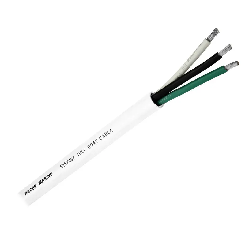 Pacer Round 3 Conductor Cable - 100 - 14/3 Awg - Black, Green  White [Wr14/3-100] 1