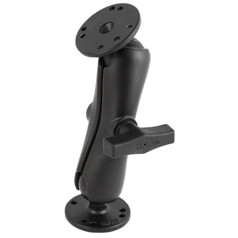 Ram Mount 1.5" Ball Double Socket Arm W/2 2.5" Round Bases - Amps Pattern [Ram-101U] 1