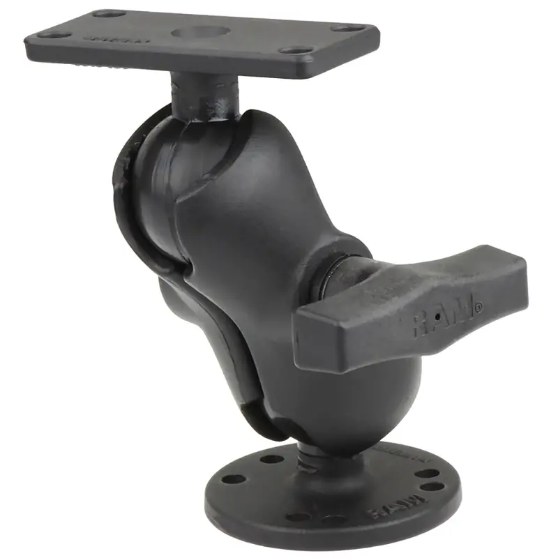 Ram Mount 1.5" Ball Mount W/2.5" Round Base, Short Arm  1.5" X 3" Plate F/Humminbird Helix 5 Only [Ram-202-153-B-202U] 1