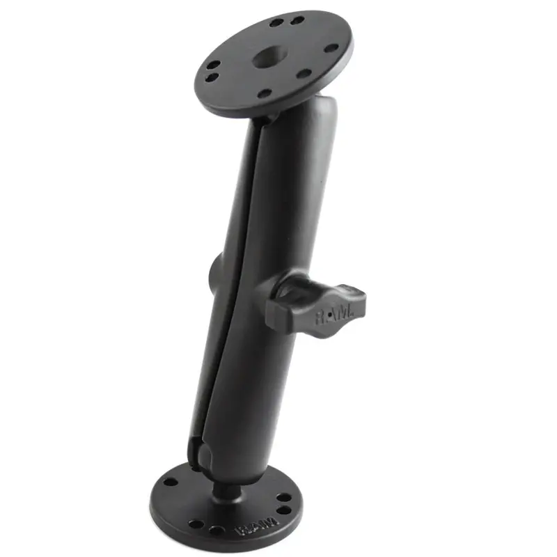 Ram Mount 1" Diameter Ball Mount W/Long Double Socket Arm & 2/2.5" Round Bases - Amps Hole Pattern (7-5/16" Length) [Ram-B-101U-C] 1