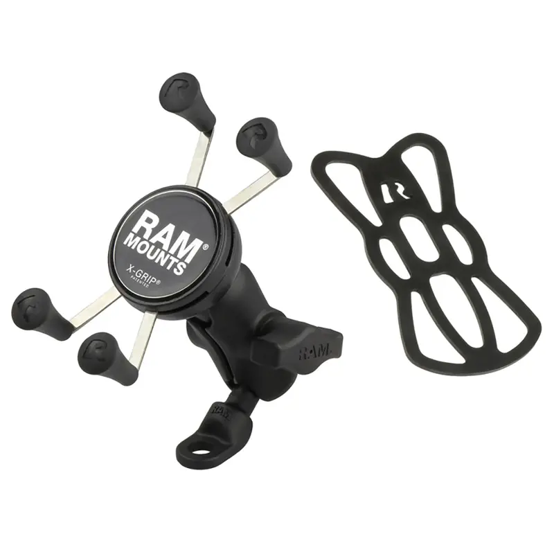 Ram Mount 9Mm Angled Base Motorcycle Mount W/Short Double Socket Arm  Universal X-Grip Cell/Iphone Cradle [Ram-B-272-A-Un7] 1