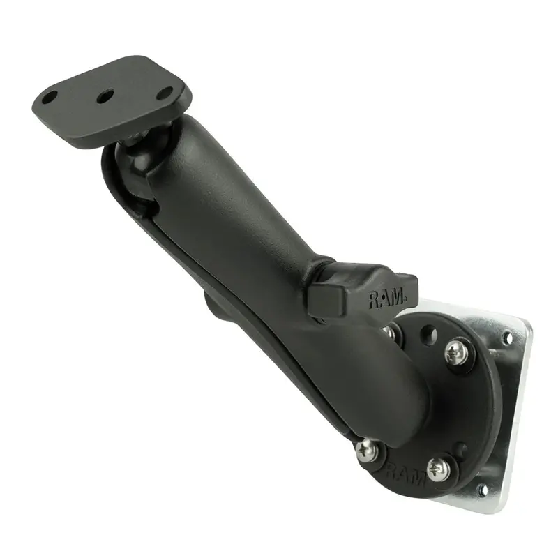 Ram Mount Double Ball Drill-Down Mount W/Diamond Plate  Backer Plate [Ram-B-138U-C-Int3] 1