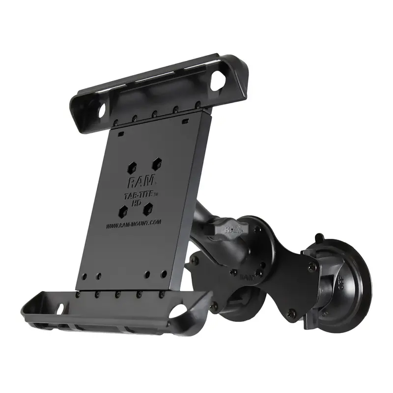 Ram Mount Double Twist-Lock Suction Cup Mount W/Tab-Tite Universal Spring Loaded Cradle F/Apple Ipad 1-4 W/Or W/O Light Duty Case [Ram-B-189-Tab3u] 1