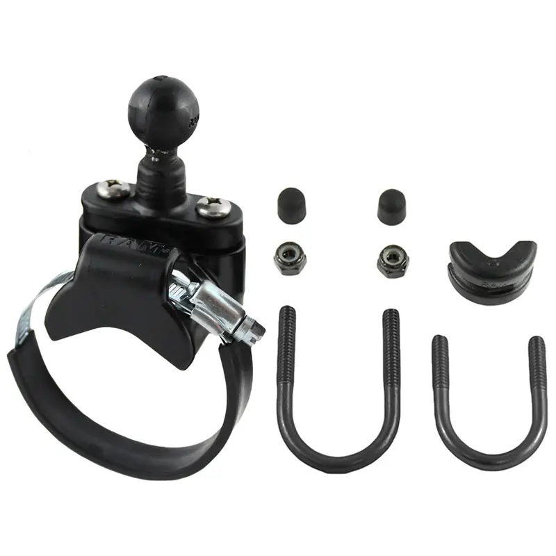 Ram Mount Rail Base W/Zinc Coated U-Bolt, Atv/Utv Strap  1" Ball For Rails To 3.15" In Diameter [Ram-B-231Z-2U] 1