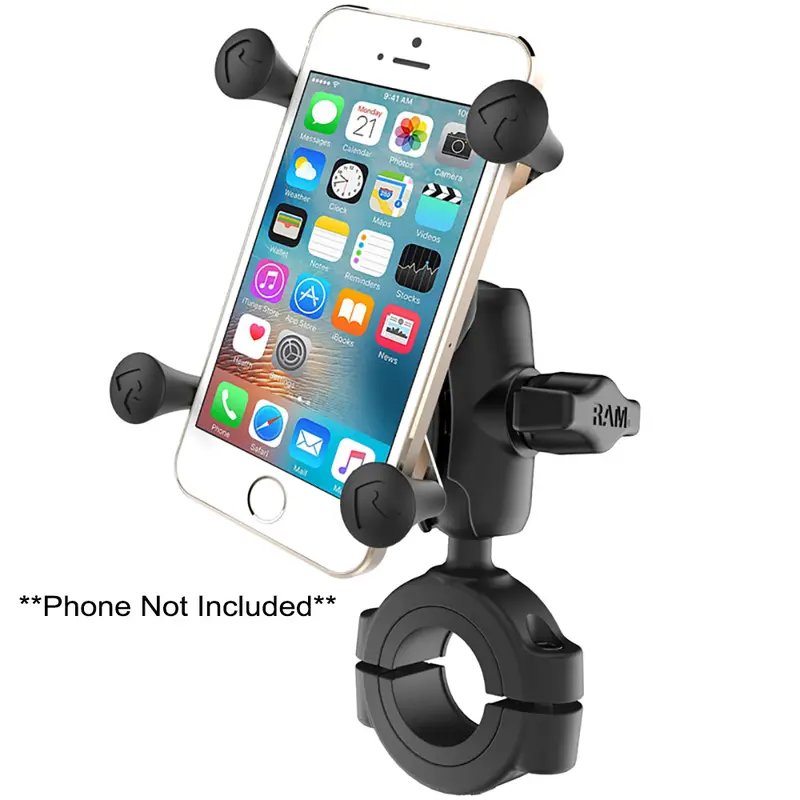 Ram Mount Ram Torque 1 1/8" - 1 1/2" Diameter Handlebar/Rail Base With B Size 1" Ball, Short Arm And X-Grip For Phones [Ram-B-408-112-15-A-Un7u] 1