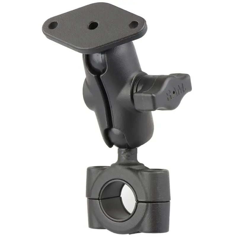 Ram Mount Ram Torque 3/4" - 1" Diameter Handlebar/Rail Base With 1" Ball, Short Arm And Diamond Plate [Ram-B-408-75-1-A-238U] 1