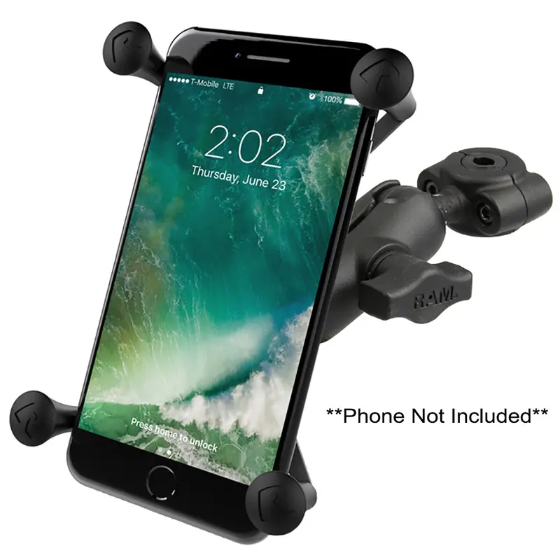 Ram Mount Ram Torque 3/8" - 5/8" Diameter Mini Rail Base With 1" Ball, Short Arm And X-Grip For Larger Phones [Ram-B-408-37-62-A-Un10] 1