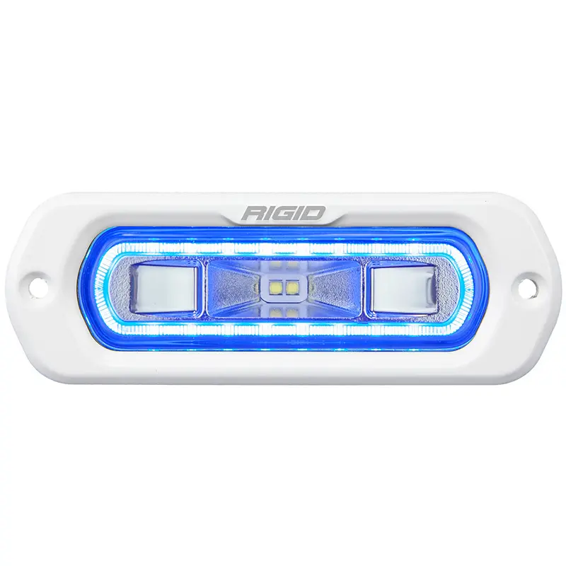 Rigid Industries Sr-L Series Marine Spreader Light - White Flush Mount - White Light W/Blue Halo [51201] 1