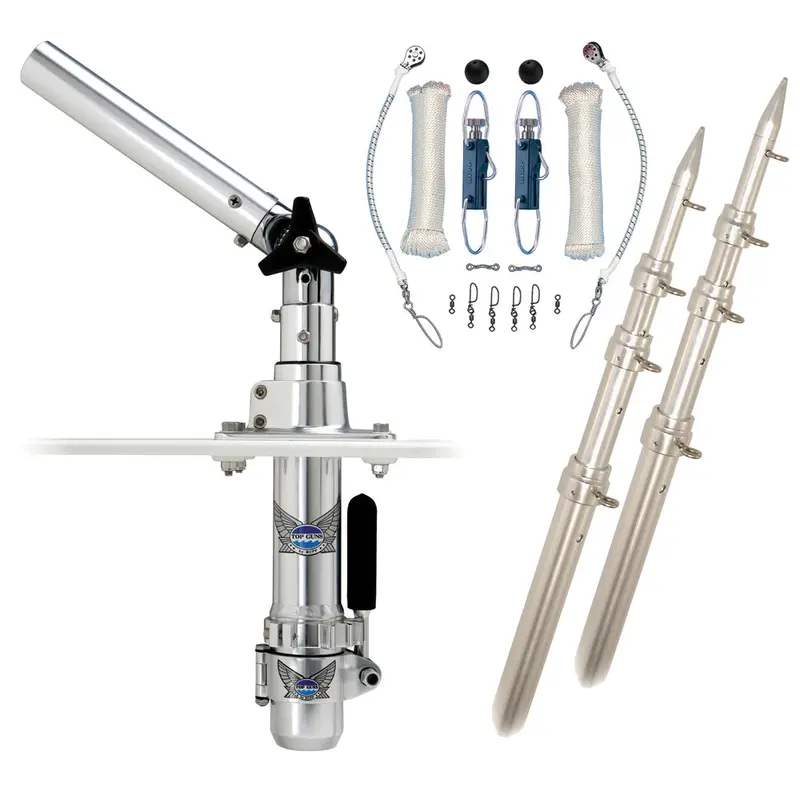 Rupp Classic Top Gun Outrigger Kit W/15' Poles & Complete Single Line Rigging Kit W/Klickers Release Clips [Rad-Tpgn-15T] 1