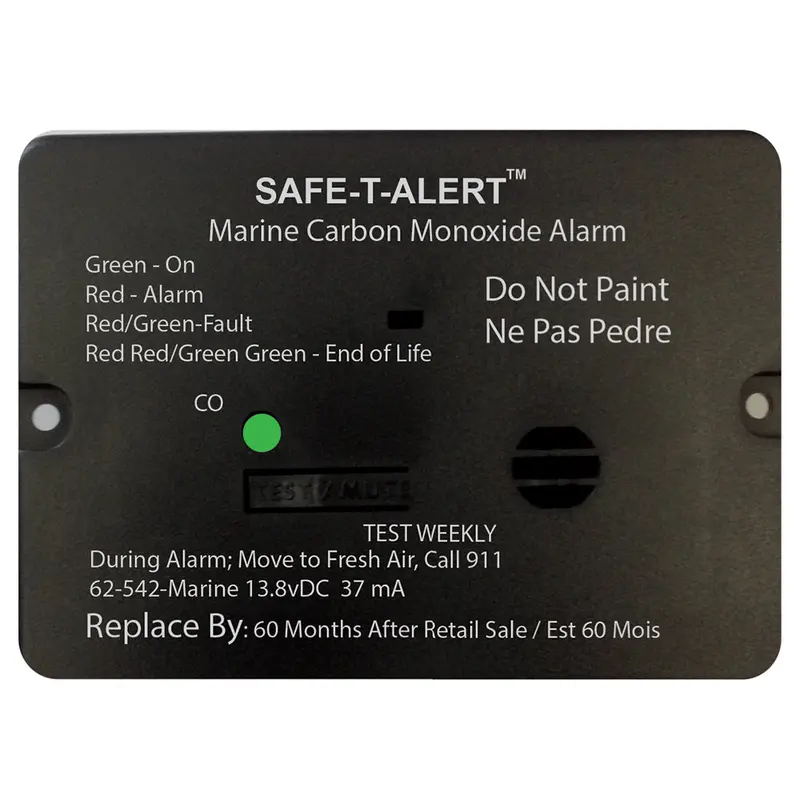 Safe-T-Alert 62 Series Carbon Monoxide Alarm W/Relay - 12V - 62-542-R-Marine - Flush Mount - Black [62-542-R-Marine-Bl] 1