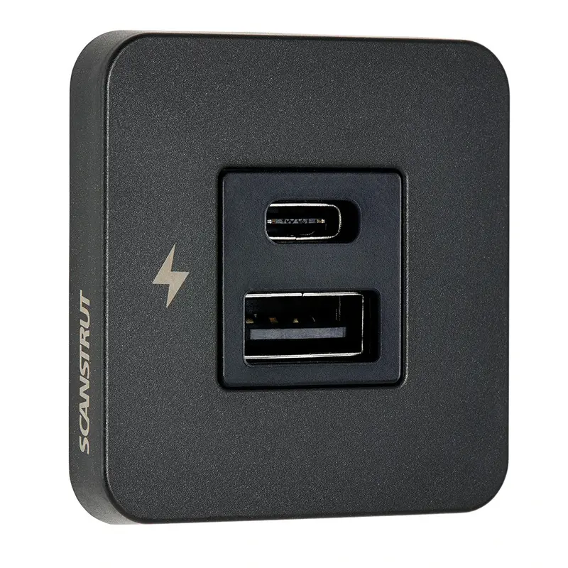 Scanstrut Tile Usb-A/Usb-C Interior Charging Socket - 12/24V - Black Bezel [Sc-Tile-10] 1