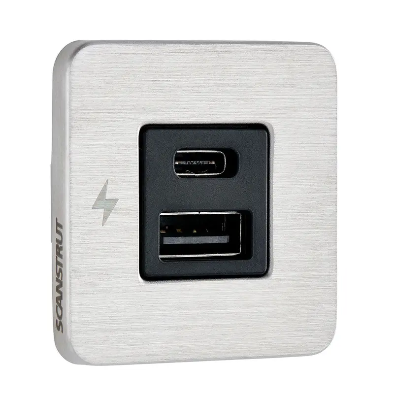 Scanstrut Tile Usb-A/Usb-C Interior Charging Socket - 12/24V - Stainless Steel Bezel [Sc-Tile-11] 1