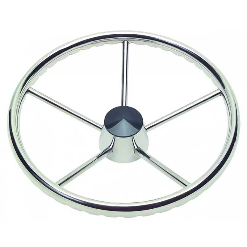 Schmitt Marine 170 Finger Grip Destroyer 5-Spoke 13.5" Stainless Steel Cap 3/4" Tapered Shaft W/Knob [1731321Fgk-R] 1