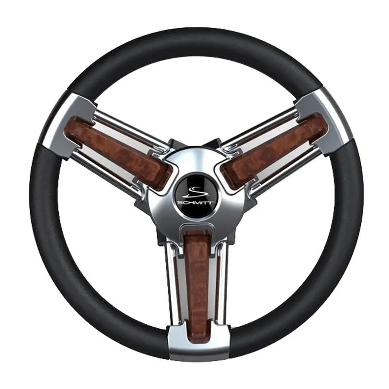 Schmitt Marine Burano Wheel 14" 3/4" Tapered Shaft Burl Polyurethane W/Stainless Spoke Includes Center Cap/Nut [Pu105111-04R] 1