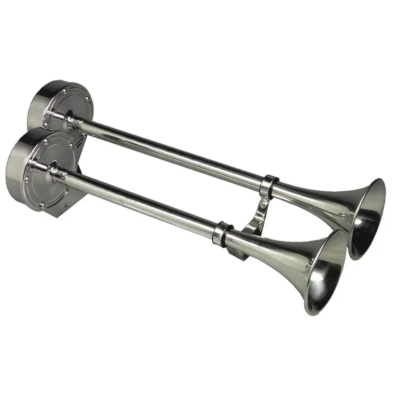 Schmitt Marine Deluxe All-Stainless Dual Trumpet Horn - 12V [10028] 1