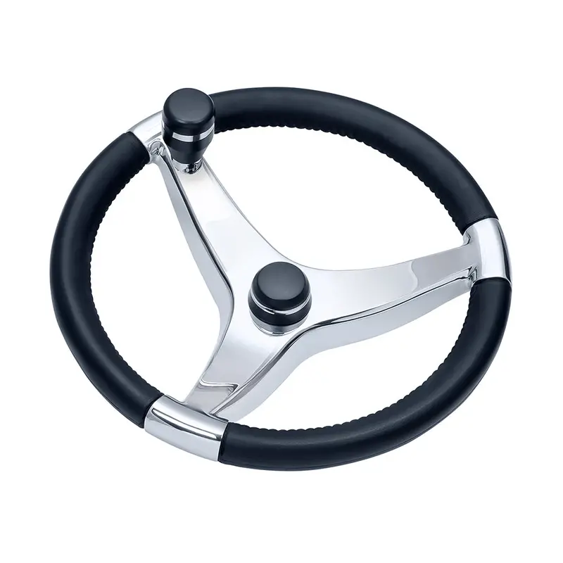 Schmitt Marine Evo Pro 316 Cast Stainless Steel Steering Wheel W/Control Knob - 15.5" Diameter [7241521Fgk] 1