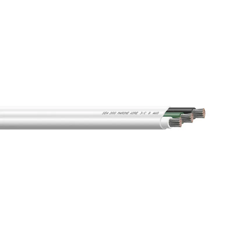 Sea-Dog 6/3 Awg Flat Triplex Wire - White/Green/Black - 50' [8006301] 1