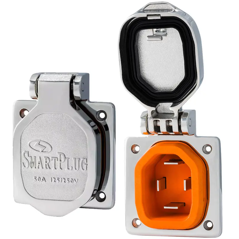 Smartplug 50 Amp Male Inlet W/Cover - Stainless Steel [Bm50s] 1