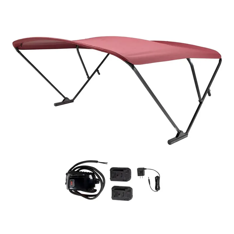 Sureshade Battery Powered Bimini - Black Anodized Frame  Burgundy Fabric [2021133091] 1