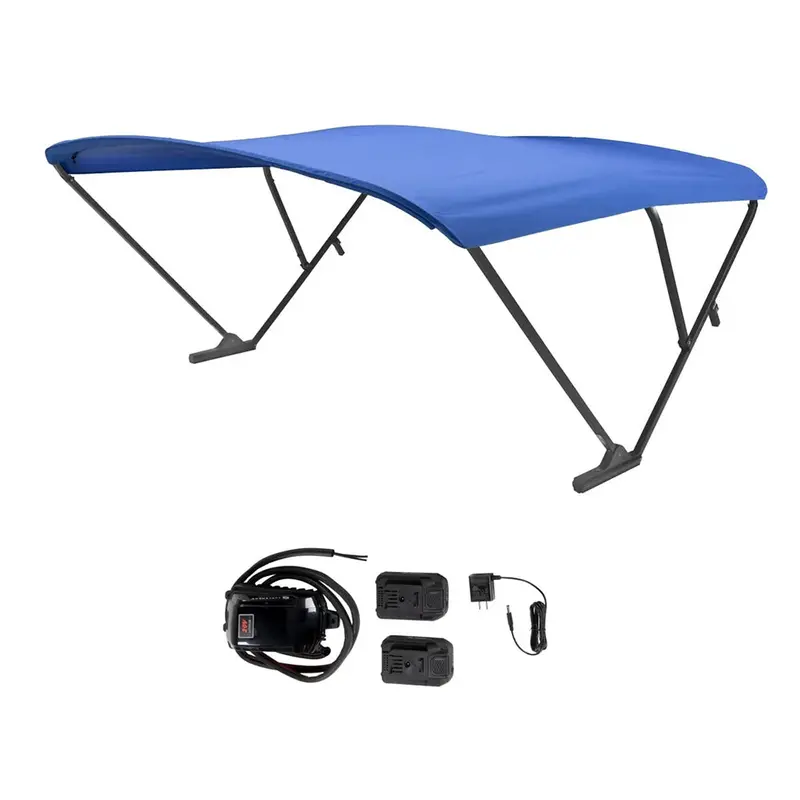 Sureshade Battery Powered Bimini - Black Anodized Frame  Pacific Blue Fabric [2021133097] 1