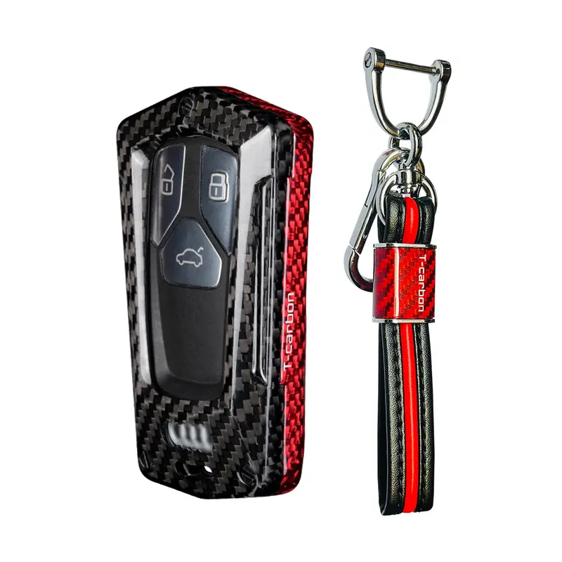 T-Carbon Genuine Carbon Fibre Key Cover And Keychain Compatible For Audi Smart Key (Tcarbon47) 1