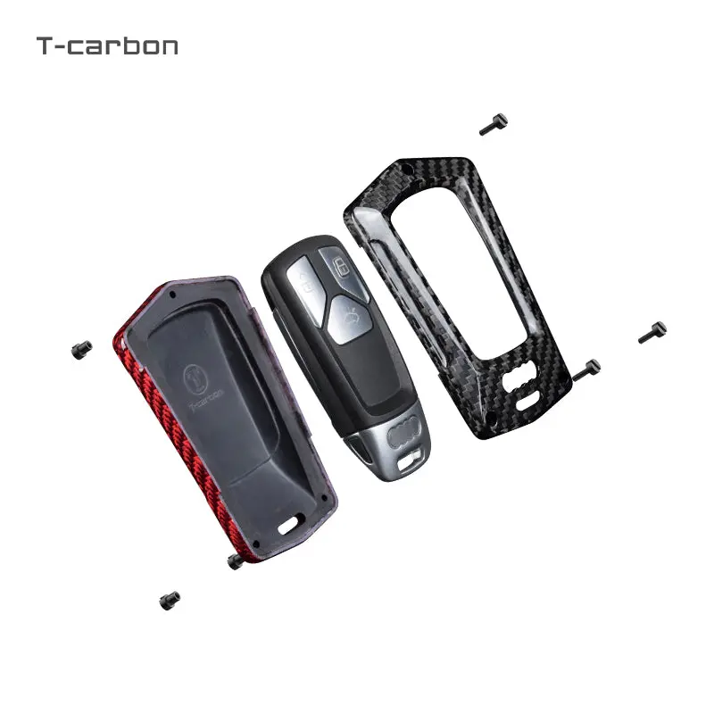 T-Carbon Genuine Carbon Fibre Key Cover And Keychain Compatible For Audi Smart Key (Tcarbon47) 2