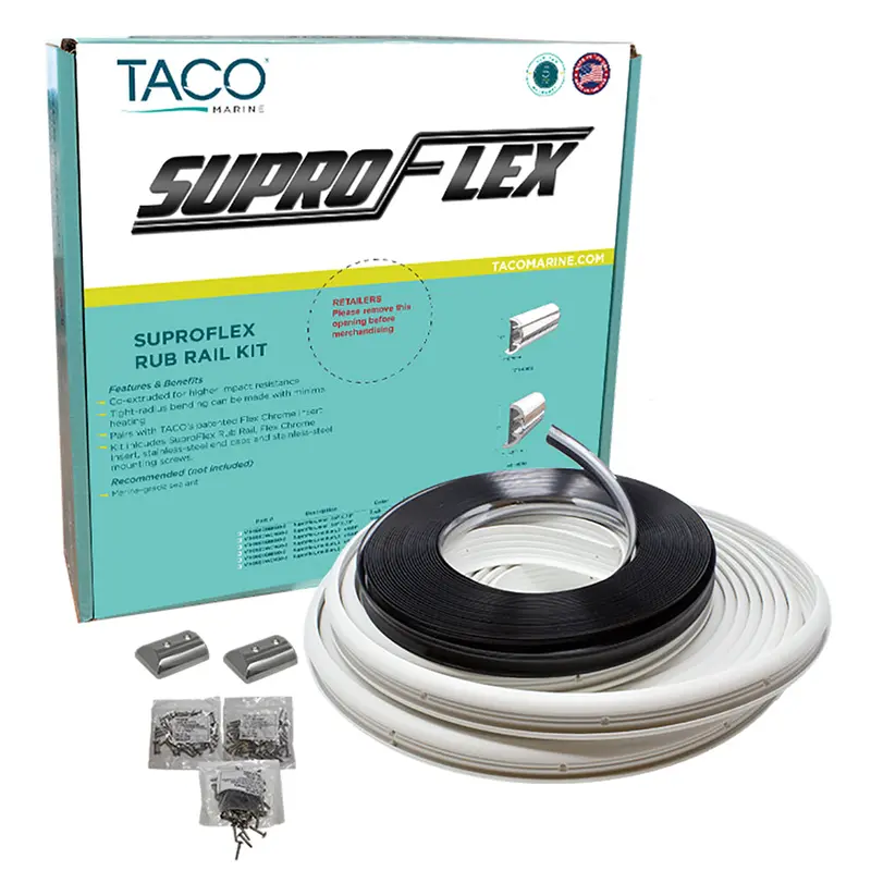 Taco Suproflex Rub Rail Kit - White W/Flex Chrome Insert - 2"H X 31/32"W X 80L [V11-9990Wcm80-2] 1
