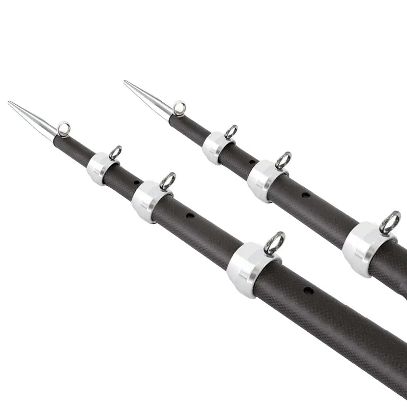 Tigress 15' Xd 3K Carbon Fiber Telescoping Outrigger Poles - Matte Black/Silver - Pair [88679-7] 1