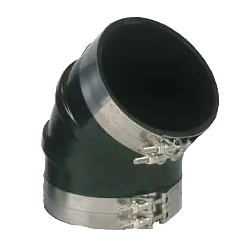 Trident Marine 3-1/2" Id 45-Degree Epdm Black Rubber Molded Wet Exhaust Elbow W/4 T-Bolt Clamps [Trl-3545-S/S] 1