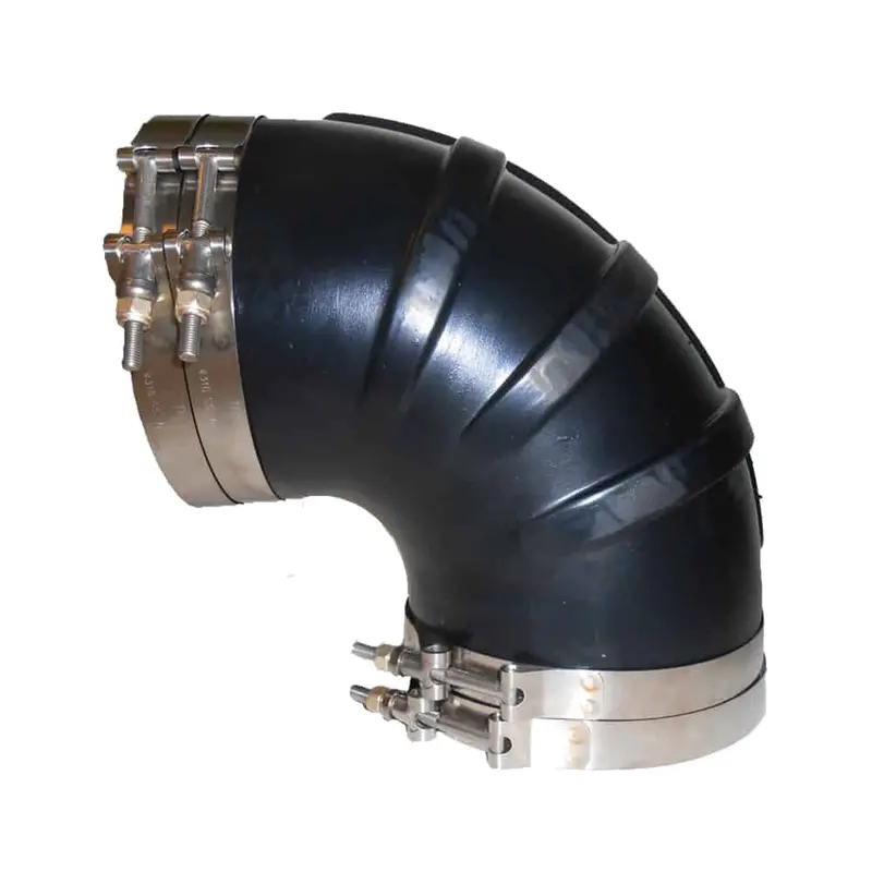 Trident Marine 4" Id 90-Degree Epdm Black Rubber Molded Wet Exhaust Elbow W/4 T-Bolt Clamps [Trl-490-S/S] 1