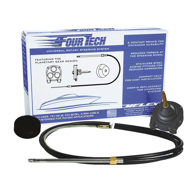 Uflex Fourtech 20' Black Mach Rotary Steering System W/Helm, Bezel  Cable [Fourtechblk20] 1