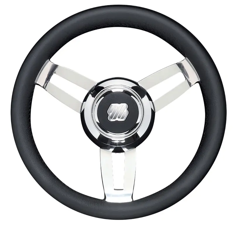 Uflex Morosini 13.8" Steering Wheel - Black Polyurethane W/Stainless Steel Spokes  Chrome Hub [Morosini U/Ch/B] 1