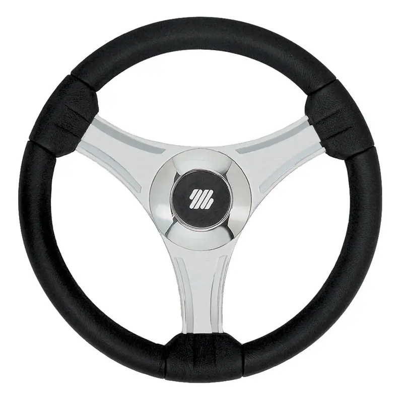 Uflex - Tavolara - 13.8" Black Polyurethane Steering Wheel W/Silver Spokes  X62 Hub [65277N] 1