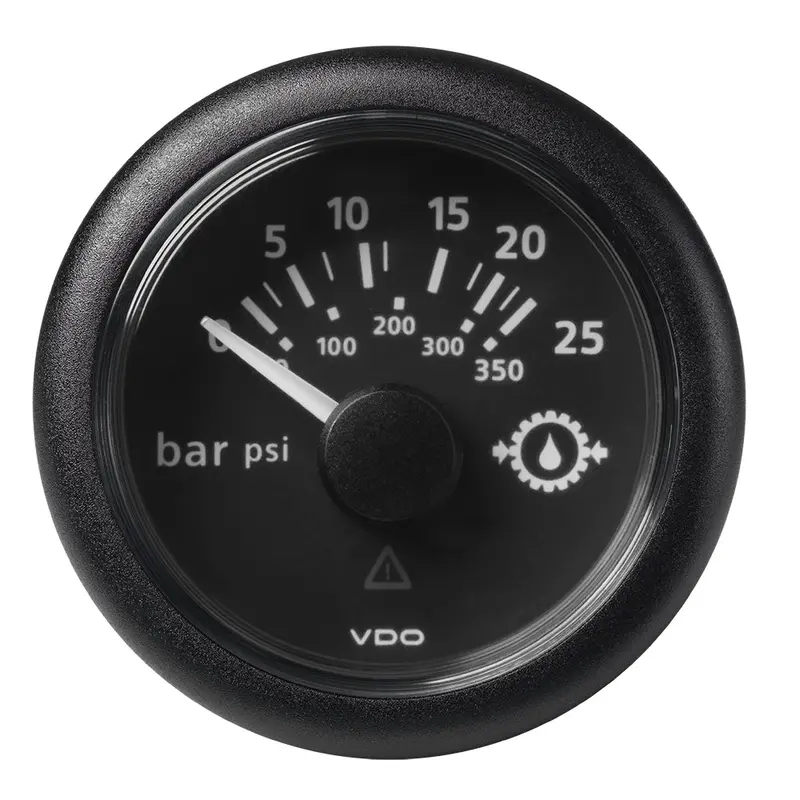 Veratron 52Mm (2-1/16") Viewline Transmission Oil Pressure 25 Bar/350 Psi - Black Dial  Round Bezel [A2c59514136] 1