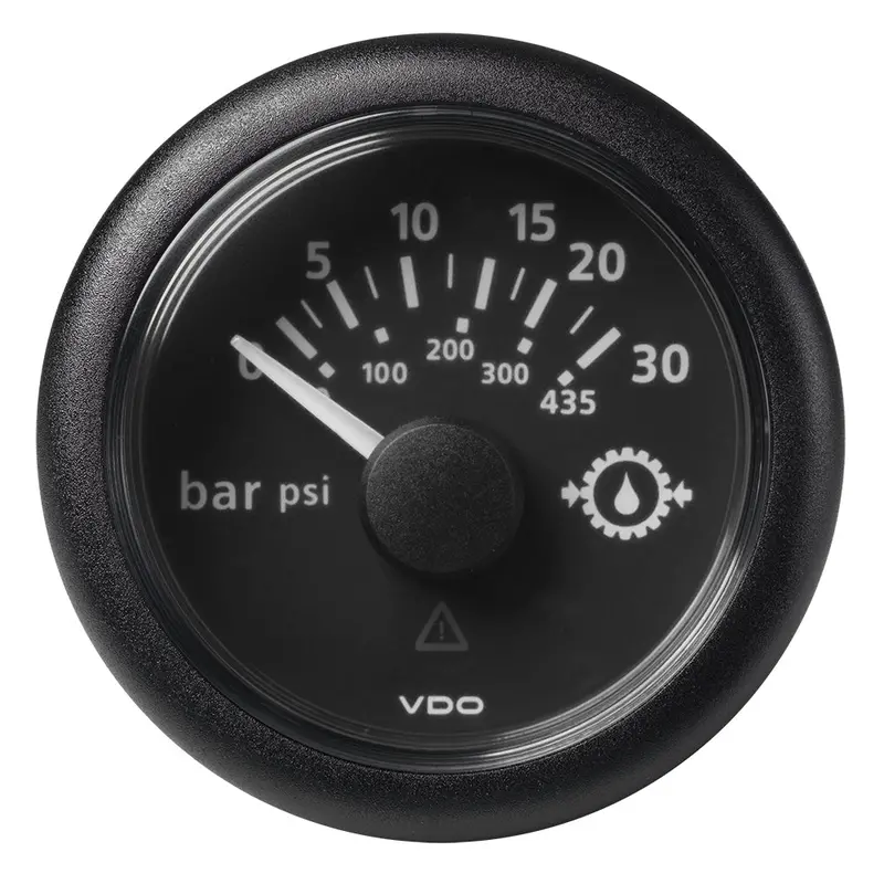 Veratron 52Mm (2-1/16") Viewline Transmission Oil Pressure 30 Bar/435 Psi - Black Dial  Round Bezel [A2c59514141] 1