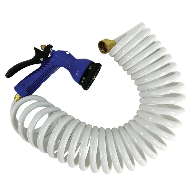 Whitecap 50 White Coiled Hose W/Adjustable Nozzle [P-0442] 1