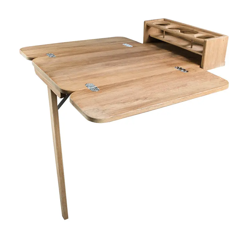 Whitecap Cockpit Table W/Folding Leaves  4 Cupholders - Teak [61392C] 1