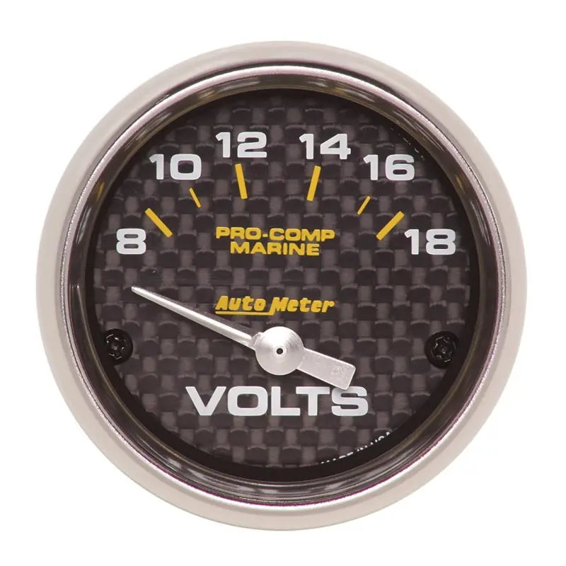 Autometer Marine Carbon Fiber 2-1/16In 18V Electric Voltmeter Gauge 1
