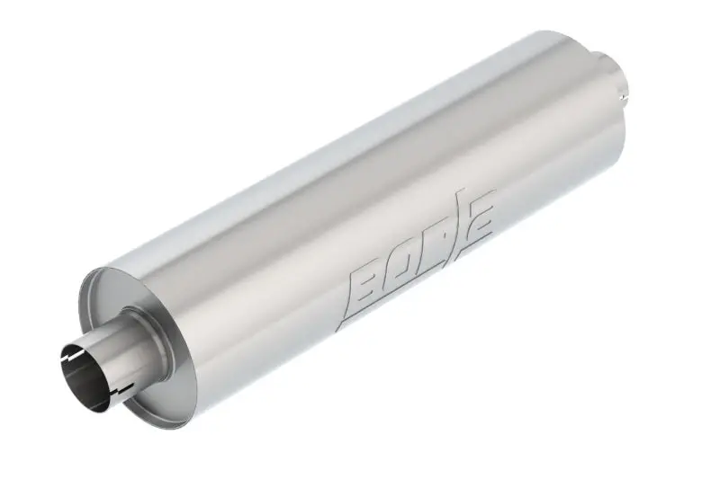 Borla Heavy-Duty Truck Muffler – 2.75-Inch Inlet/Outlet, 24X6.75-Inch Round Notched Design 1