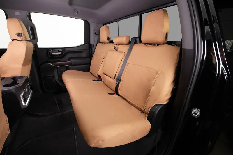Covercraft Polycotton Seatsaver Custom Seat Covers For 2004–2008 Dodge Ram – Second Row, Tan Color 1