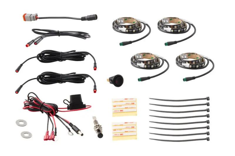 Diode Dynamics Rgbw Engine Bay Strip Kit 4Pc Multicolor 1