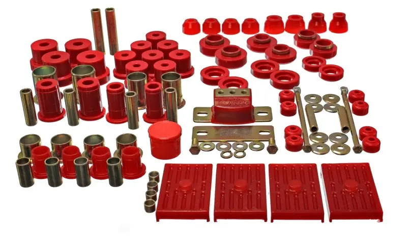 Energy Suspension Hyper-Flex Master Bushing Kit For 1967–1979 Gm Camaro & Firebird With Multi-Leaf Spring Suspension – Red Polyurethane 1