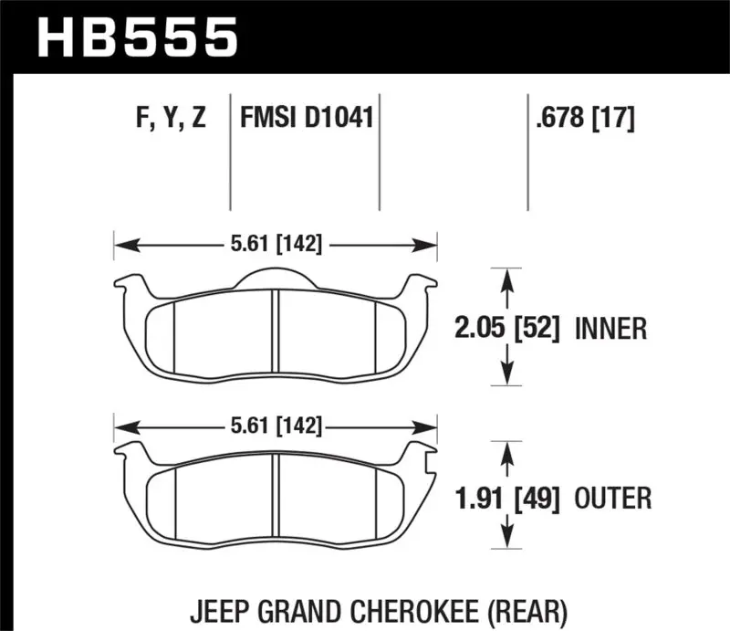 Hawk Hps Brake Pads For 2004–2010 Nissan Pathfinder, Infiniti Qx56, Jeep Commander, Grand Cherokee & Armada (5.6L) 1