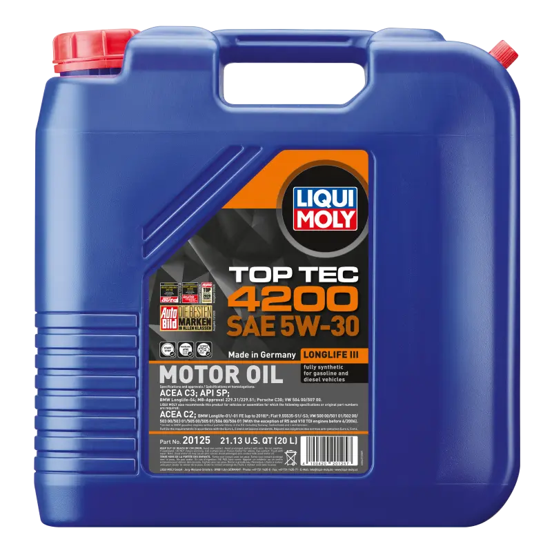 Liqui Moly Top Tec 4200 Motor Oil – Sae 5W-30, 20-Liter High-Performance Synthetic 1