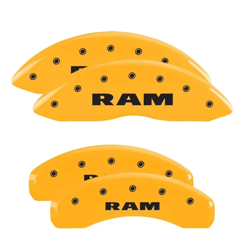 Mgp 4 Caliper Covers Engraved Front & Rear Ram Yellow Finish Black Char 2019 Ram 1500 1
