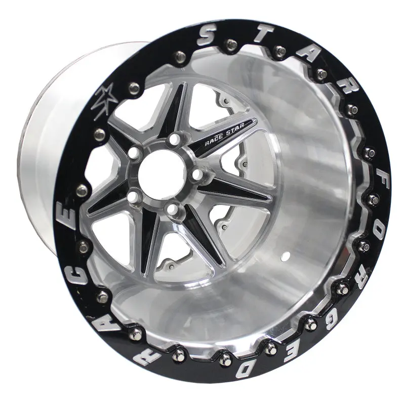 Race Star Valstar 15X10-Inch Machined Aluminum Wheel: 5X4.50 Bolt Pattern, 6.25-Inch Backspace, 3.072-Inch Center Bore, Black Accents 1