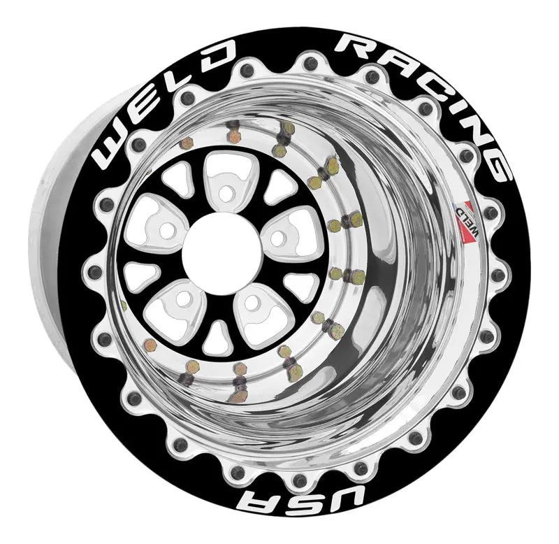 Weld V-Series 15X10 / 5X4.75 Bp / 6In Bs Black Wheel - Black Double Beadlock Mt 1