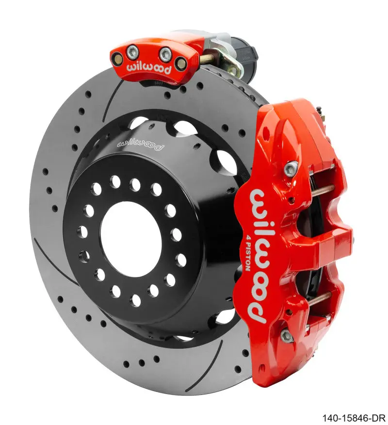 Wilwood Narrow Superlite 4R Rear Parking Brake Kit – 14" Aerorotor, Big Ford Mount, 2.5" Offset (Srp Red) 1